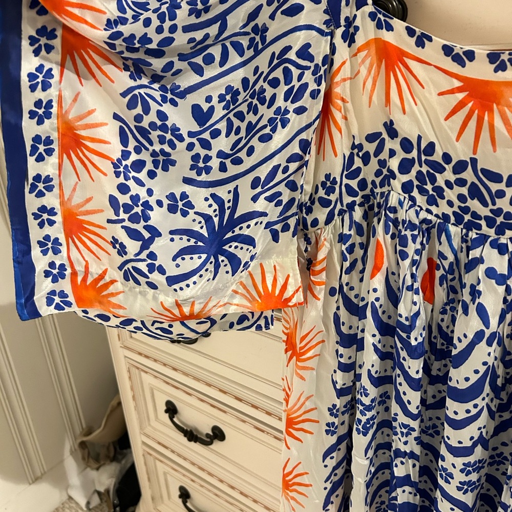 Gorgeous! Blue Afternoon Breeze Scarf Sleeve Midi Dress! This will turn heads! - Picture 4 of 5